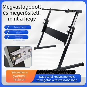 Z-típusú állítható elektronikus zongoraállvány, vas váz, kompatibilis 54–61 billentyűs billentyűzetekkel, modell F