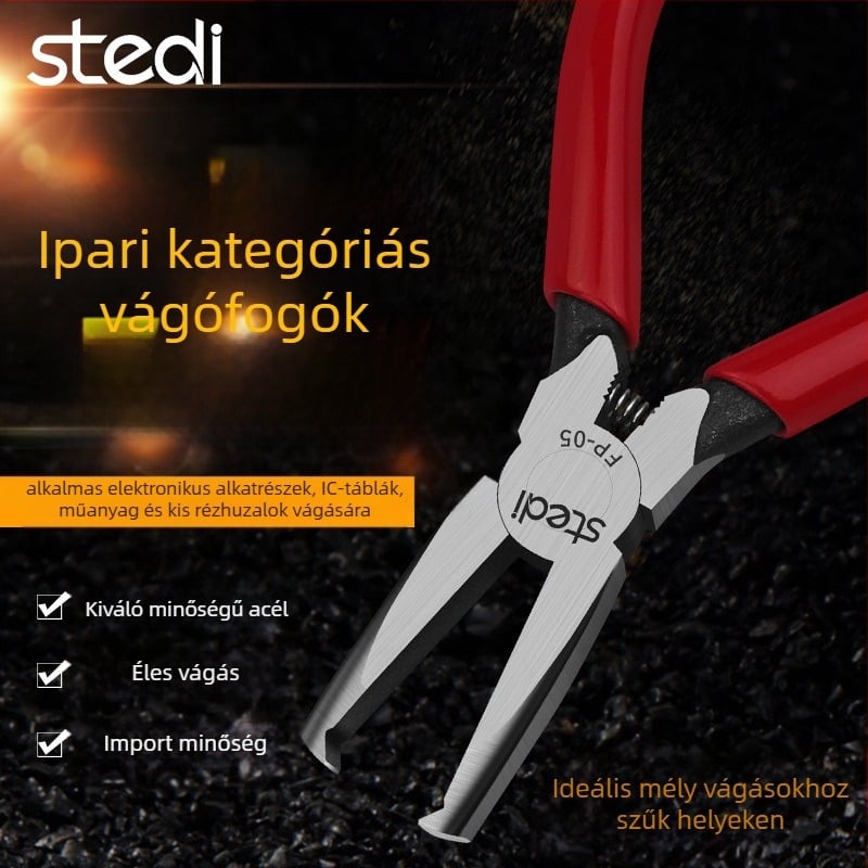 Sitli antimagnetikus elektronikai fogó – lapos száj, vékony nyílás, lapos fej