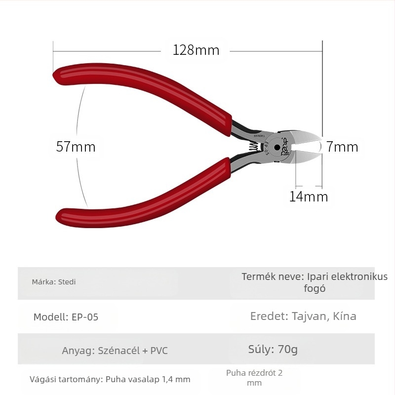 Sitli antimagnetikus elektronikai fogó – lapos száj, vékony nyílás, lapos fej