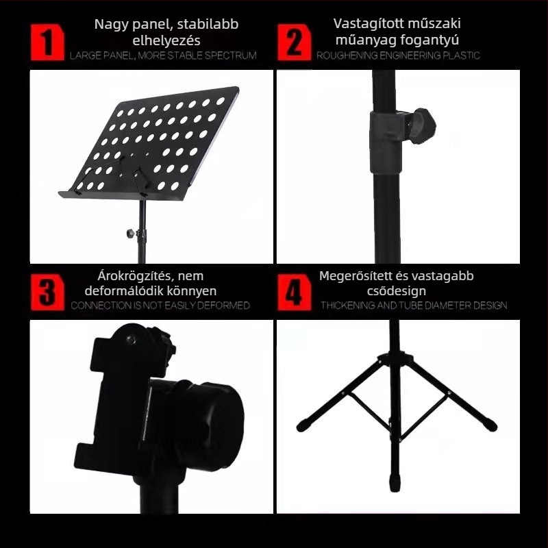 Kottaállvány, összecsukható és univerzális gitárhoz, hegedűhöz, Guzhenghez és Erhuhoz — vas keret; modellek: középső keret, nagy keret, spektrum keret; márka Remembering Ming