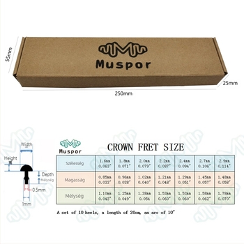 Muspor Guitar Fret Wire — 10-darab, Cupronickel/Brass, tálcás csomagolás, 95 g