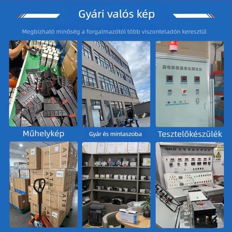 Kétsávos automata átviteli kapcsoló (ATS) 63A 4P — átviteli szekrény vas burkolattal, IP54, CCC tanúsítvány, rövidzárlati záróáram 30