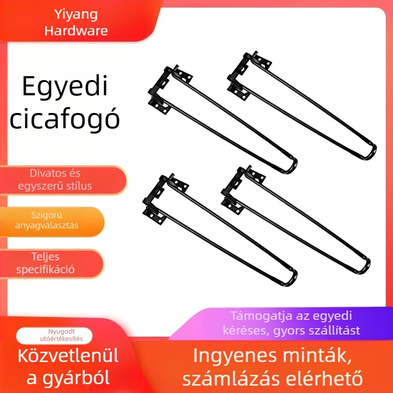 Összecsukható asztallábak, vasból, U-alakú leválasztható kivitel, testreszabható modell, alkalmas nappaliba, hálószobába és kültérre, modern minimalista stílus
