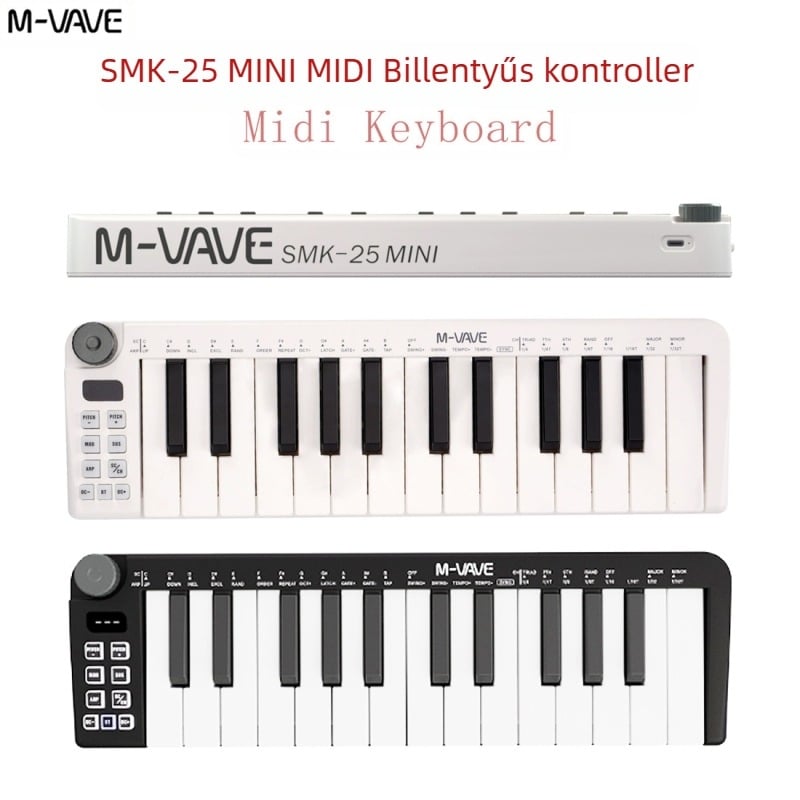 M-VAVE SMK-25 MINI MIDI billentyűzet-vezérlő, 25 billentyűs, hordozható ABS ház