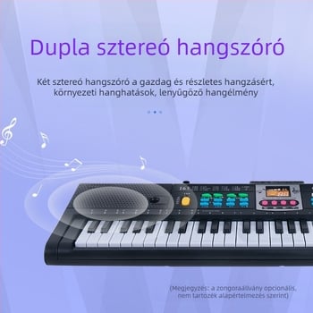 Gyerekeknek szánt elektronikus billentyűzet, 61 billentyűs, multifunkcionális mikrofonnal és tápegységgel; anyag: műanyag; eredet: Fujian; korosztály: 4–6 év; 3C tanúsítvány 2014152202012591