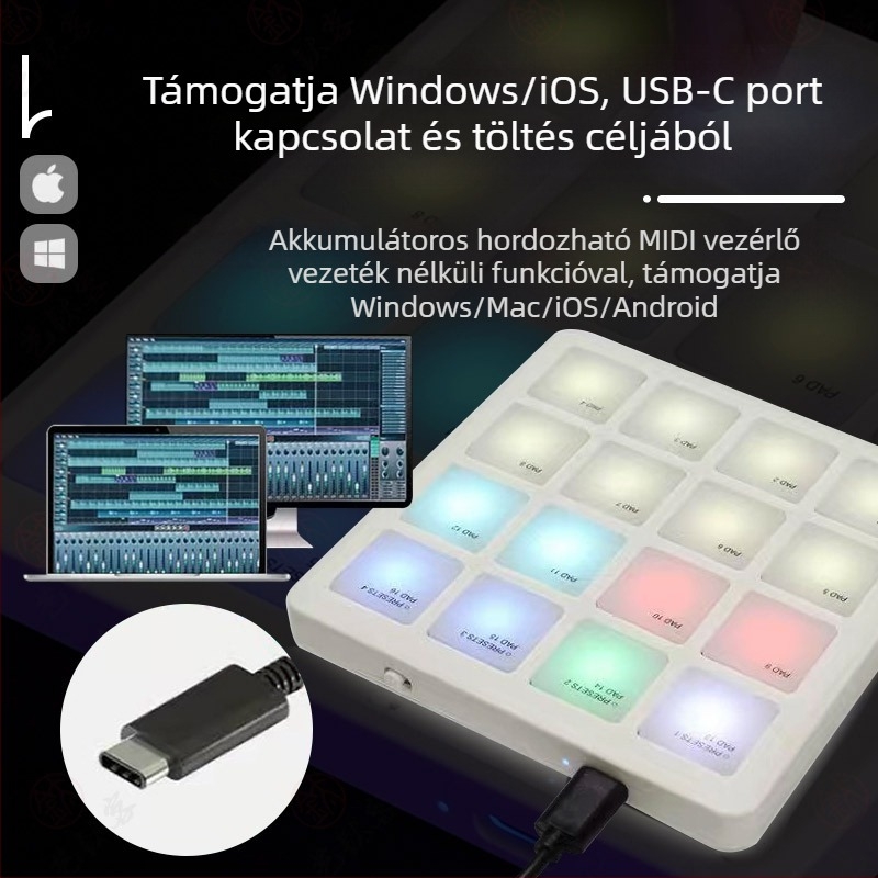 M-VAVE SMC PAD Pocket - Mini Pad MIDI billentyűzet-vezérlő, ABS ház