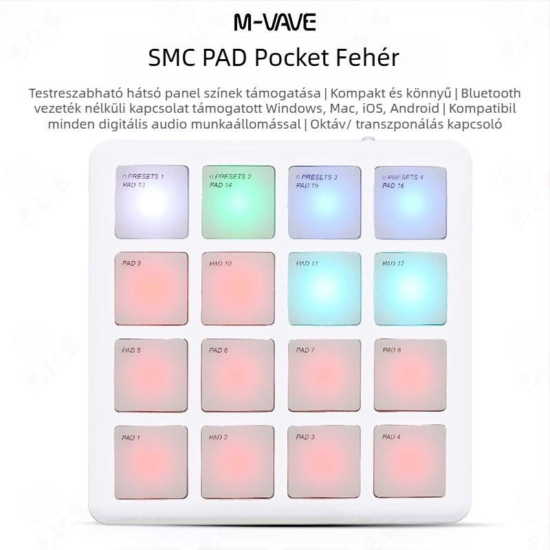 M-VAVE SMC PAD Pocket - Mini Pad MIDI billentyűzet-vezérlő, ABS ház