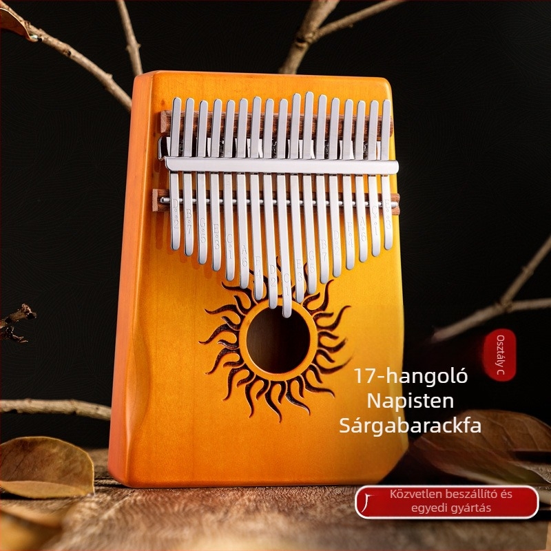Huashu Kalimba (ujj-zongora) - 17 hang, juharfából készült, kezdő hangszer