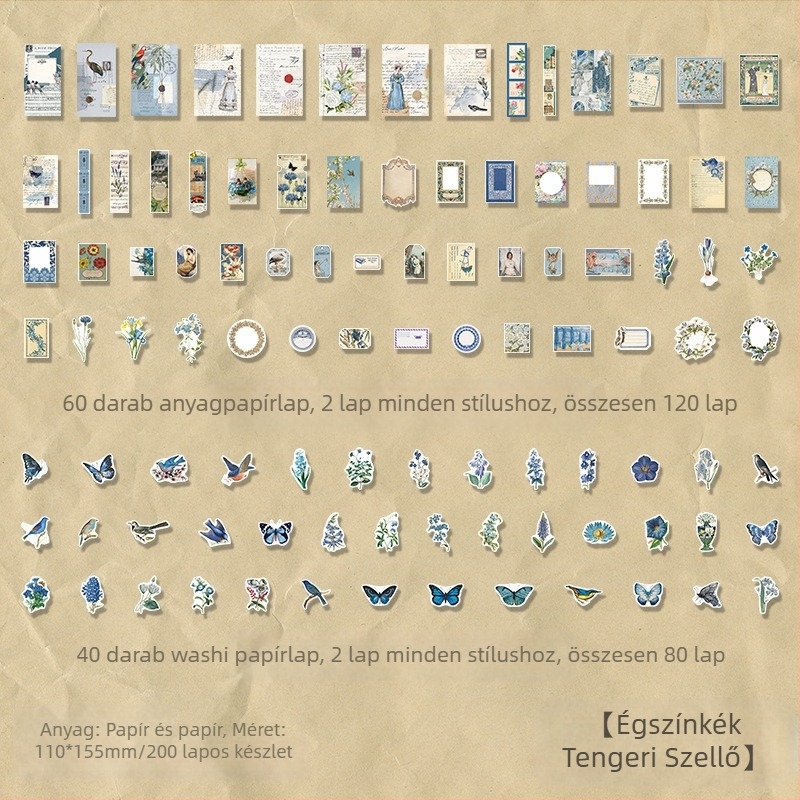 DIY naplóhoz dekoratív alaplap virágmotívumokkal, Infeel.me Flower and Wine sorozat, japán stílusú nyomtatás, 4 dizájn, ragasztásra alkalmas