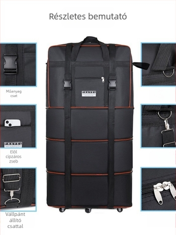 Feiyi 56-75L utazótáska Oxford anyagból, vízálló, összecsukható, teleszkópos kerékkel