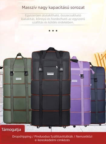 Feiyi 56-75L utazótáska Oxford anyagból, vízálló, összecsukható, teleszkópos kerékkel