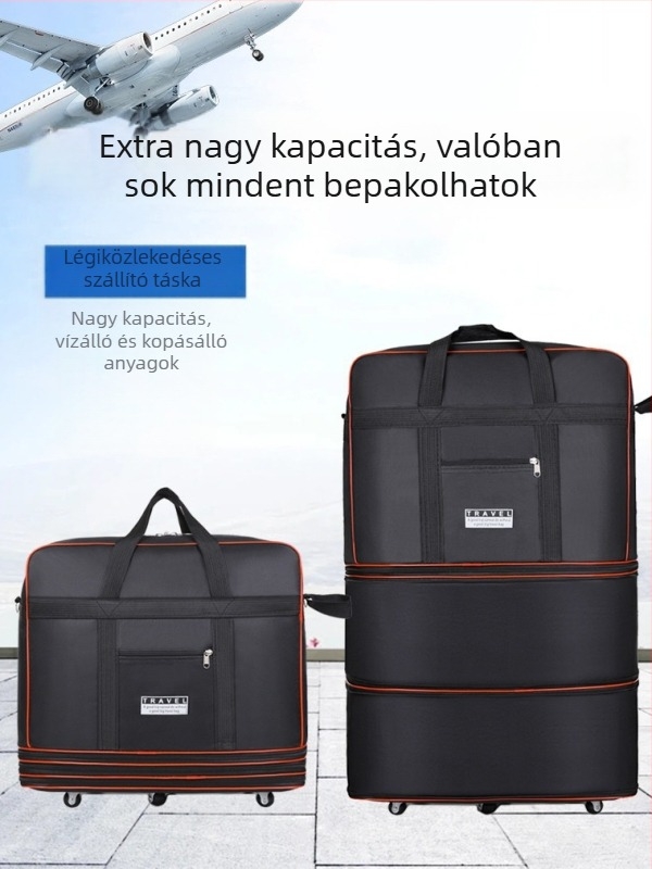 Feiyi 56-75L utazótáska Oxford anyagból, vízálló, összecsukható, teleszkópos kerékkel