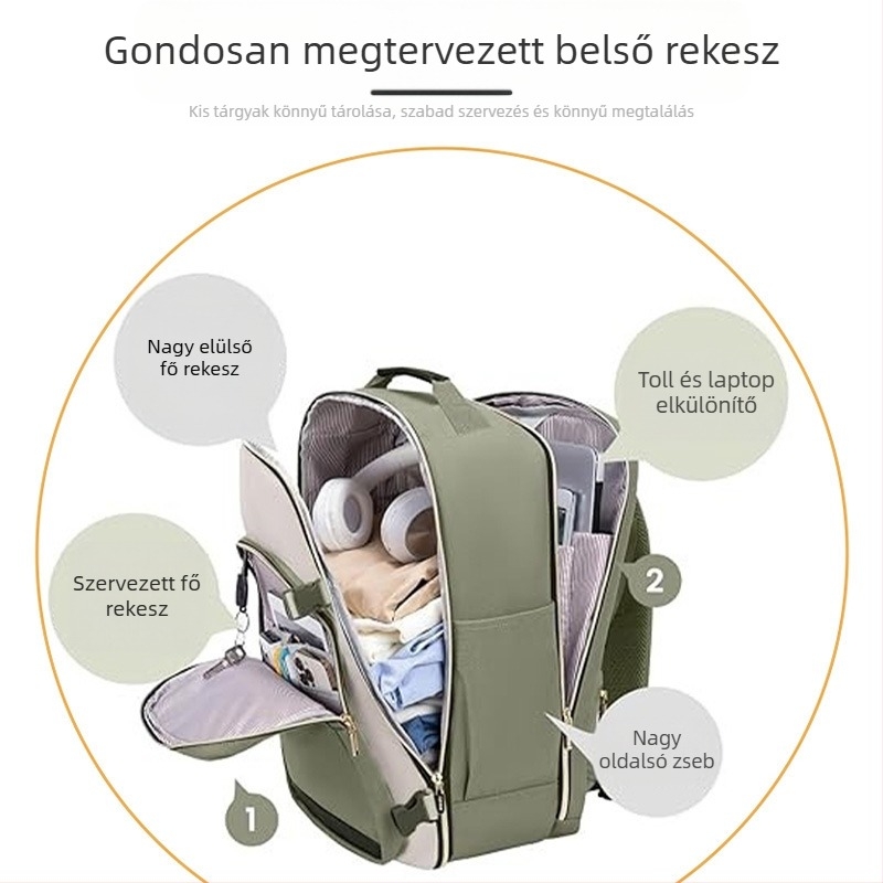 Oxford anyagú utazó hátizsák, kompatibil 16 hüvelykes laptophoz, kapacitás 36–55 L, görbült vállpántok, szabadtéri aktív stílus