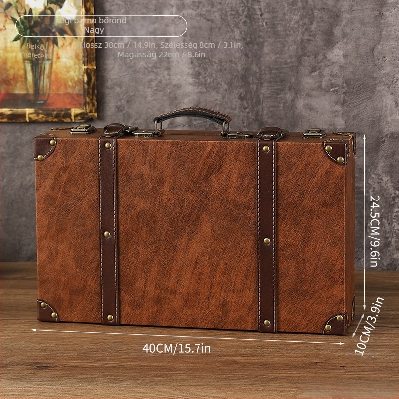 Fából készült tároló doboz, 1120A modell, hordozható, porálló, kapacitás 0–5 L, fénykép rekvizitként és vitrínhez