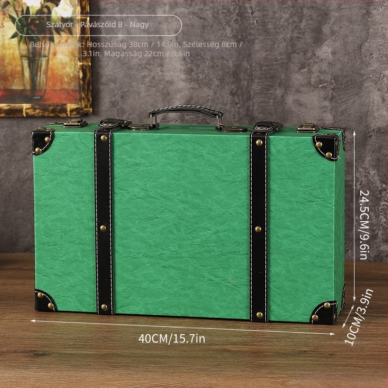 Fából készült tároló doboz, 1120A modell, hordozható, porálló, kapacitás 0–5 L, fénykép rekvizitként és vitrínhez