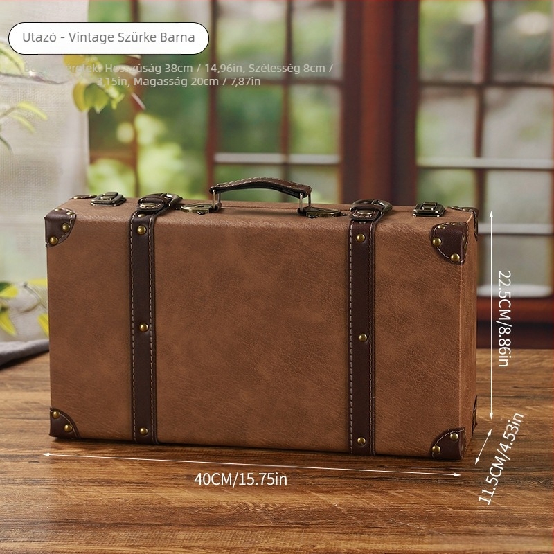 Fából készült tároló doboz, 1120A modell, hordozható, porálló, kapacitás 0–5 L, fénykép rekvizitként és vitrínhez