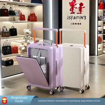 Előnyílású kézipoggyász ABS+PC, TSA kombinációs zár, tág belső tér száraz/nedves elkülönítéssel és önálló elülső rekesz, univerzális kerekek