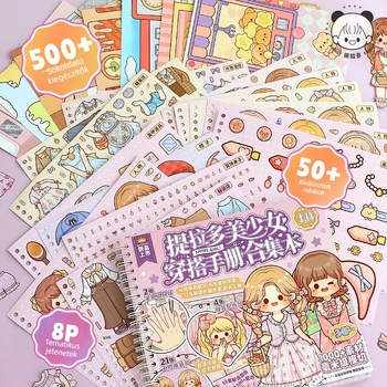 Tirado Lányok öltöztető matricás könyve – Hercegnő öltözködési jelenetek, Bevonatos papír, Nyomtatott matricák, Kézzel készített