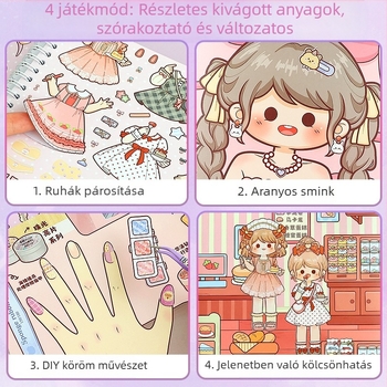 Tirado Lányok öltöztető matricás könyve – Hercegnő öltözködési jelenetek, Bevonatos papír, Nyomtatott matricák, Kézzel készített