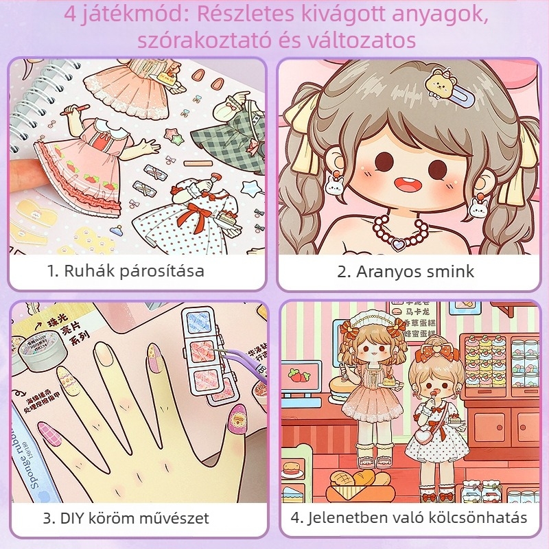 Tirado Lányok öltöztető matricás könyve – Hercegnő öltözködési jelenetek, Bevonatos papír, Nyomtatott matricák, Kézzel készített