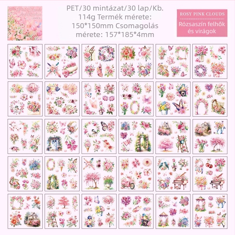 Yuezhen Tervező matricák könyve - Öntapadós, Retro Wind stílus, Nyomtatás