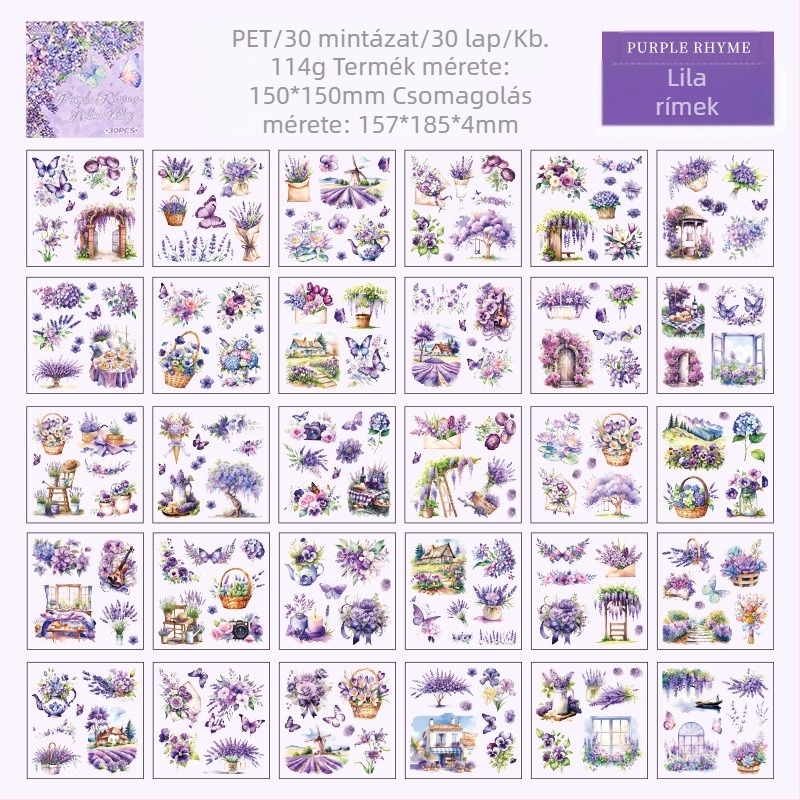 Yuezhen Tervező matricák könyve - Öntapadós, Retro Wind stílus, Nyomtatás