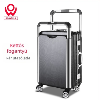 Utazóbőrönd alumínium vázú és dupla fogantyúval (360° kerekek, PC anyag, 56–75 L kapacitás, zár)