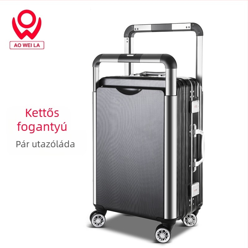 Utazóbőrönd alumínium vázú és dupla fogantyúval (360° kerekek, PC anyag, 56–75 L kapacitás, zár)