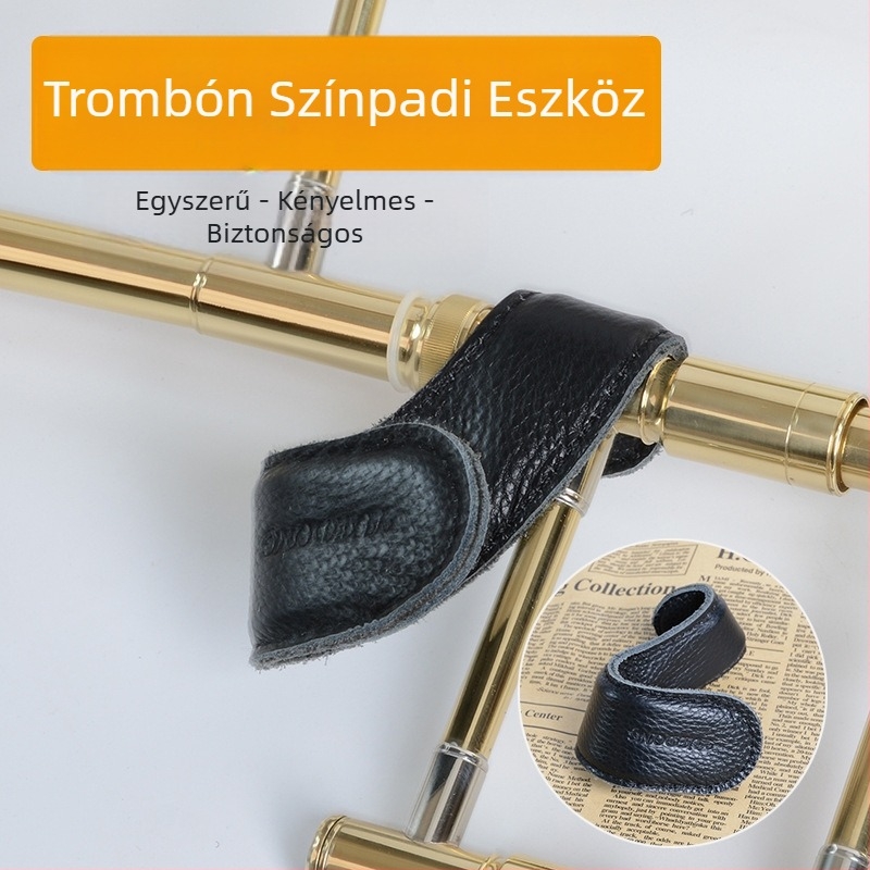 Trombon kézvédő, marhabőr, modell S-69, légáteresztő, zenei hangszeres gyakorláshoz