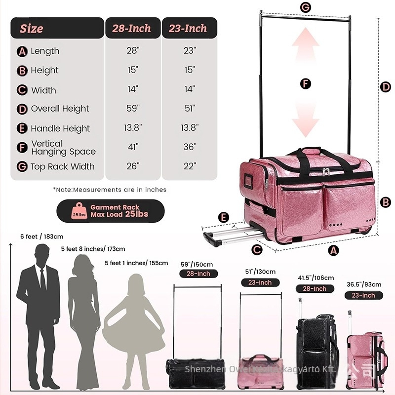 Tánctáska 36-55L kapacitás, PU anyag, OV márka, funkció: terheléscsökkentés és tárolhatóság