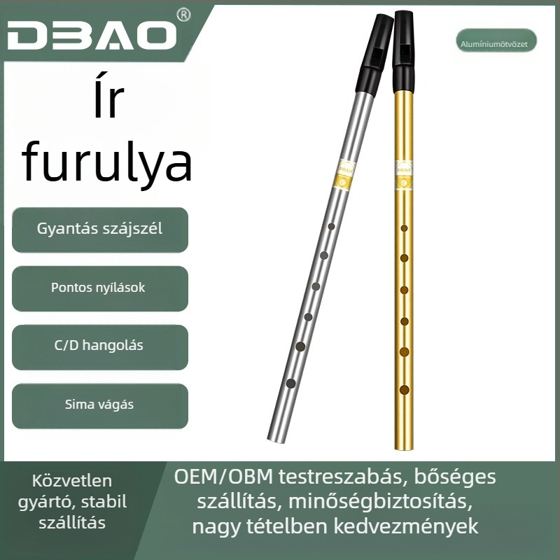 Ír síp-flöte, hatlyukas, test réz-gyanta-alumínium ötvözet, C és D kulcsok