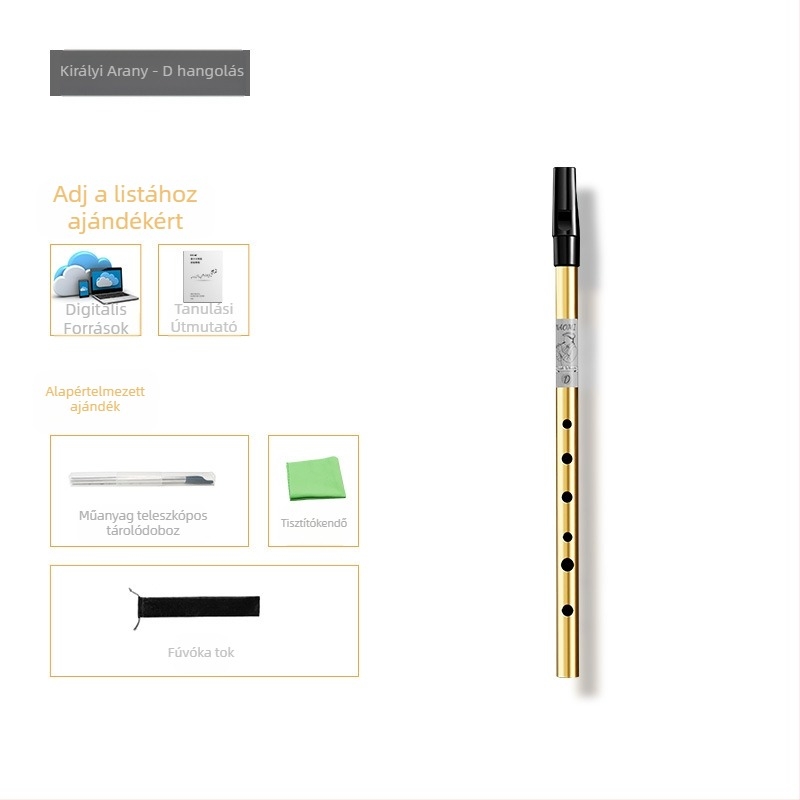 Ír síp-flöte, hatlyukas, test réz-gyanta-alumínium ötvözet, C és D kulcsok