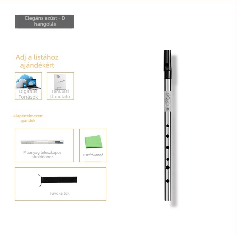 Ír síp-flöte, hatlyukas, test réz-gyanta-alumínium ötvözet, C és D kulcsok