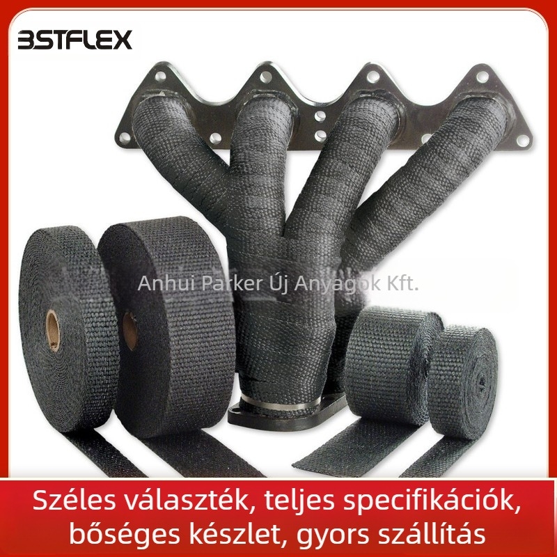 Titán szálas hőszigetelő szalag motorkerékpár kipufogóhoz, tűzálló, 1300°C hőállóság, 900°C használati hőmérséklet, szélesség 25–100 mm