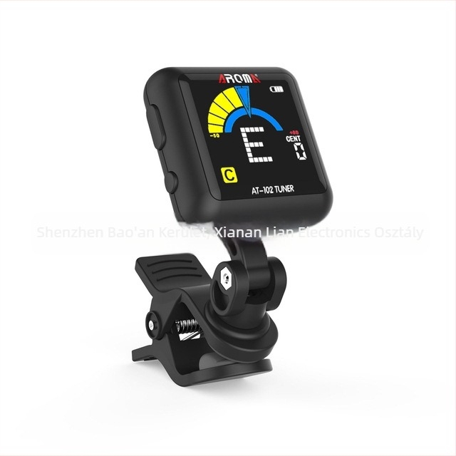 AROMA klip-on hangoló gitárhoz, basszushoz, ukulele-hez és hegedűhöz — Modell AT-2017.01A.101.103.105; Műanyag + Elektronika