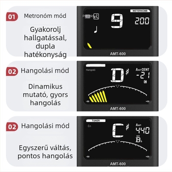 Arnoma AMT-600 Metronóm és Hangoló fúvós hangszerekhez, hegedűhöz és csellóhoz – 3 az 1-ben