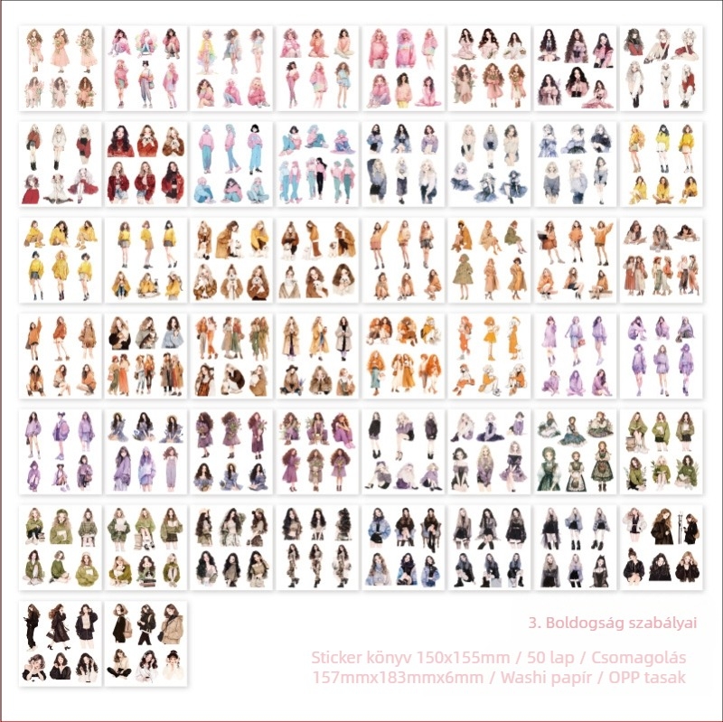 Twilight papír die-cut matricák naplózáshoz – retro stílusú jelenet kunyhóval, erdővel és kávéval, nyomtatott