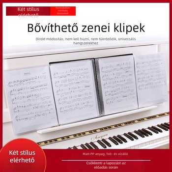 Zongorához való kotta-mappa kivágott dizájnnal, állítható, tükröződésmentes PP anyagból, modell FB-02