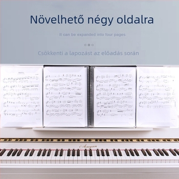 Zongorához való kotta-mappa kivágott dizájnnal, állítható, tükröződésmentes PP anyagból, modell FB-02