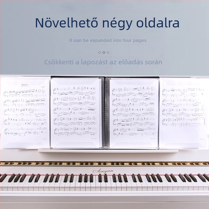 Zongorához való kotta-mappa kivágott dizájnnal, állítható, tükröződésmentes PP anyagból, modell FB-02
