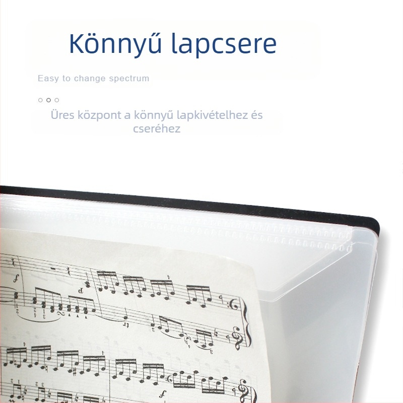 Zongorához való kotta-mappa kivágott dizájnnal, állítható, tükröződésmentes PP anyagból, modell FB-02