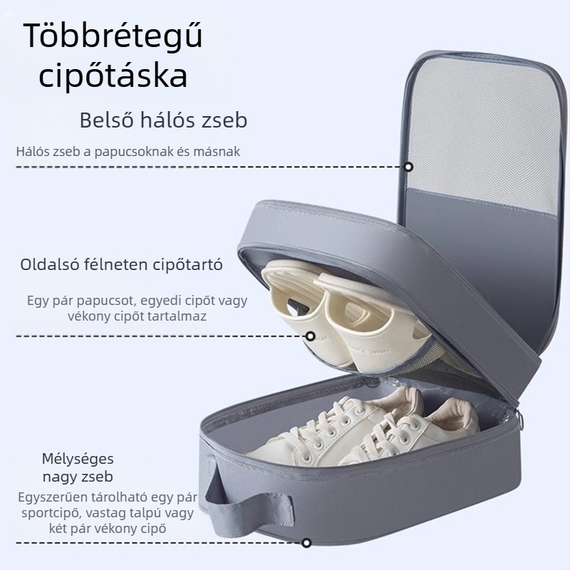 Utazási cipő tároló táska — Twill anyag, modern minimalista stílus, márka Step Ashore, kategória: cipővédők és táskák, 2025 tavaszán debütál.