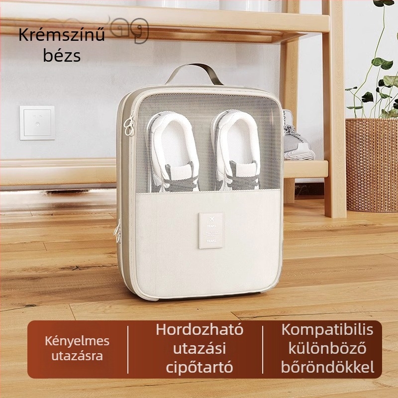 Utazási cipő tároló táska — Twill anyag, modern minimalista stílus, márka Step Ashore, kategória: cipővédők és táskák, 2025 tavaszán debütál.