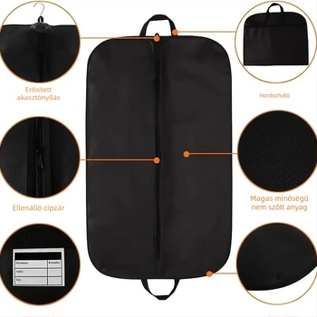 Fülön lógatható ruhák porvédő zsák, összecsukható nemszövött anyagból, por- és nedvességálló, otthoni és utazási tároláshoz