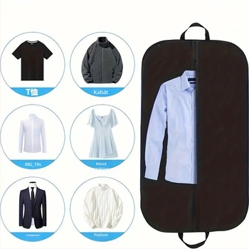 Fülön lógatható ruhák porvédő zsák, összecsukható nemszövött anyagból, por- és nedvességálló, otthoni és utazási tároláshoz