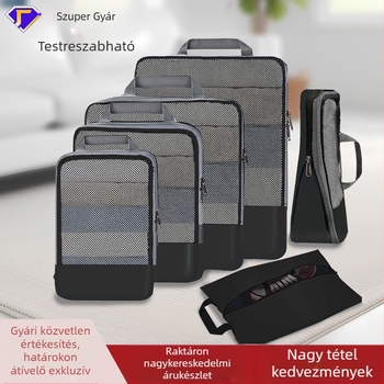 Utazási tároló táska, 6 részes készlet, több méret, Twill Oxford, többfunkciós szervező