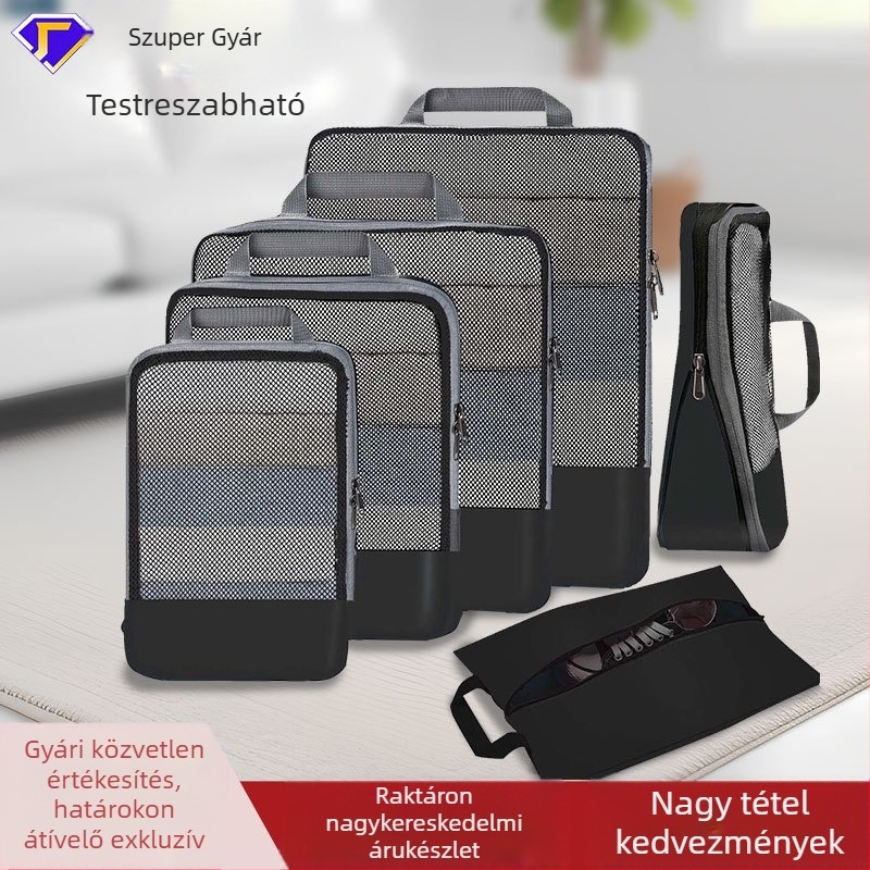 Utazási tároló táska, 6 részes készlet, több méret, Twill Oxford, többfunkciós szervező