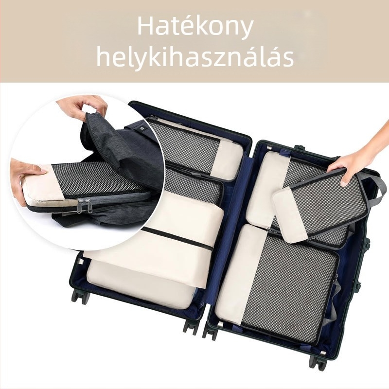 Utazási tároló táska, 6 részes készlet, több méret, Twill Oxford, többfunkciós szervező