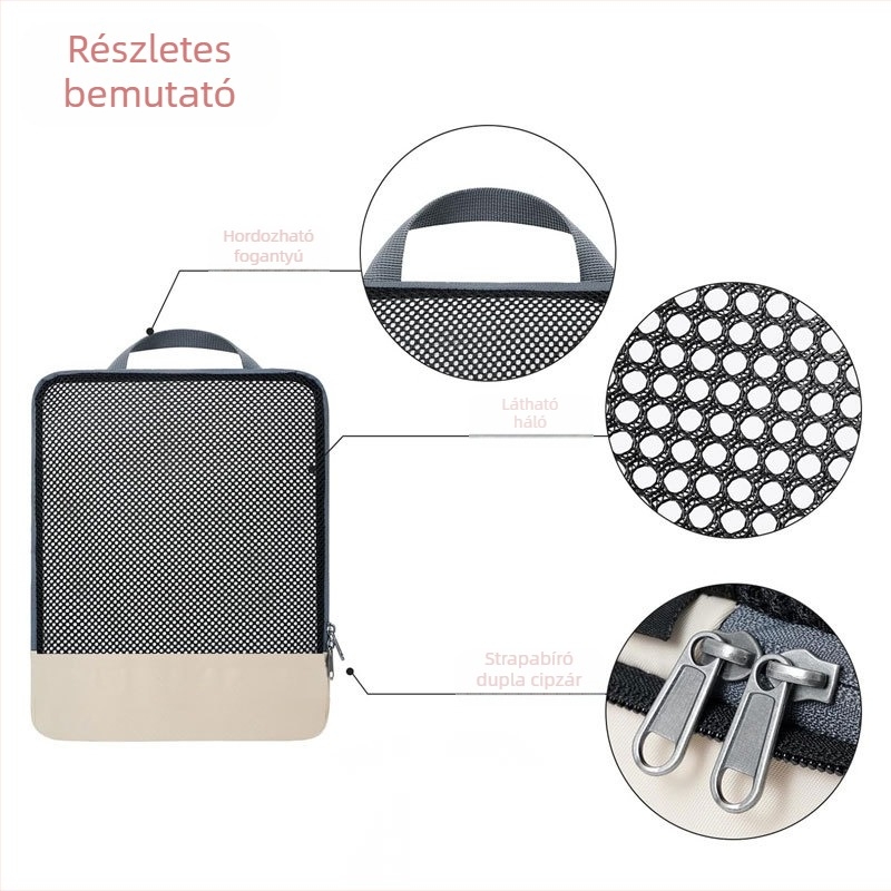 Utazási tároló táska, 6 részes készlet, több méret, Twill Oxford, többfunkciós szervező