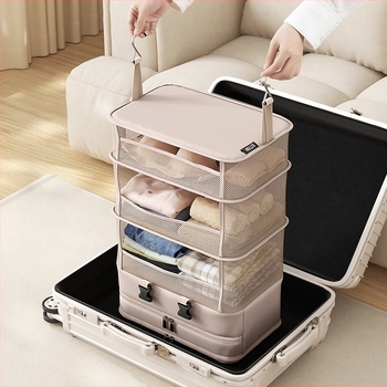 Függő, rétegezett tárolótáska, kézitáska-stílusú, poliészter, modell G10, többfunkciós, utazáshoz, hálószobába és nappaliba.